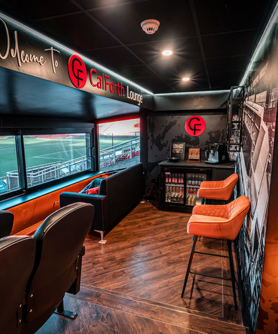 A close up of the seat arraignment at Dundee United's Premium Hospitality package